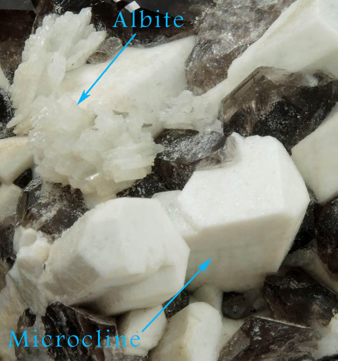 Microcline, Albite, Smoky Quartz from Moat Mountain, west of North Conway, Carroll County, New Hampshire