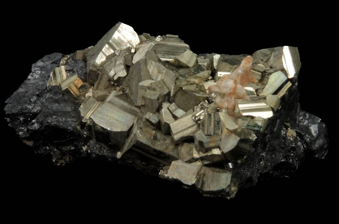 Pyrite on Sphalerite with Calcite from Mina Noche Buena, Mazapil, Zacatecas, Mexico