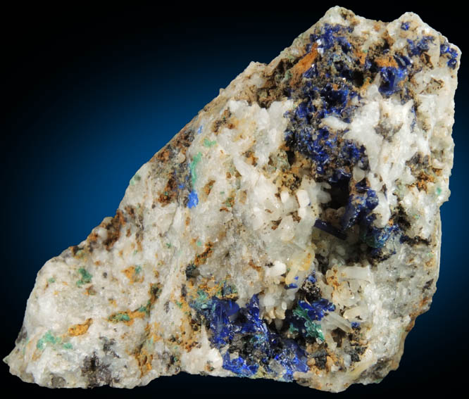 Azurite and Malachite on Quartz from Omega Mine, Helvetia District, Santa Cruz County, Arizona