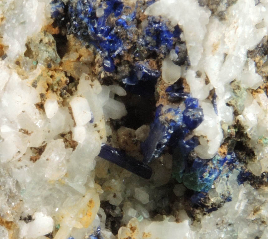 Azurite and Malachite on Quartz from Omega Mine, Helvetia District, Santa Cruz County, Arizona