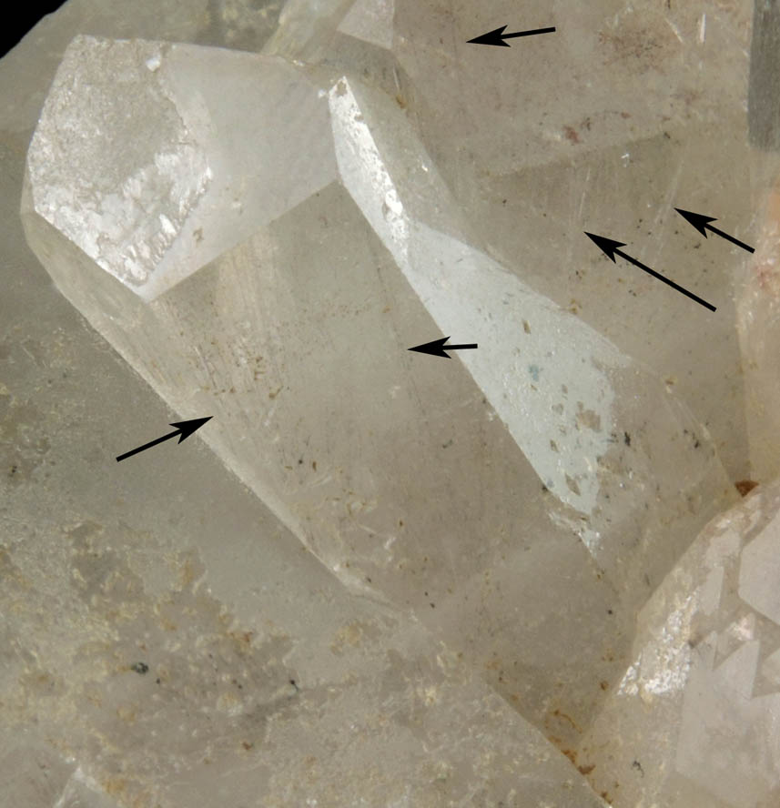 Quartz with Tremolite inclusions from Gouverneur Talc Company #4 Quarry, Harrisville, Lewis County, New York