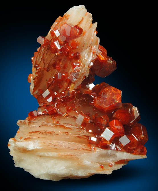 Vanadinite on Barite from Mibladen, Haute Moulouya Basin, Zeida-Aouli-Mibladen belt, Midelt Province, Morocco