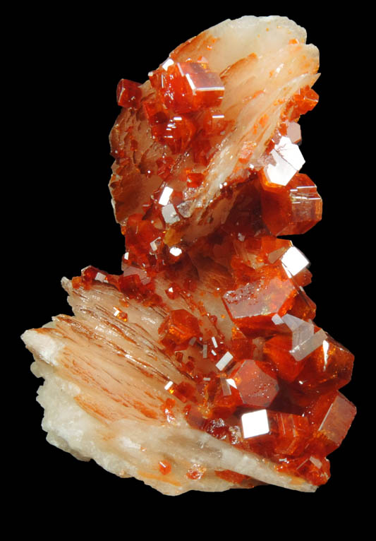 Vanadinite on Barite from Mibladen, Haute Moulouya Basin, Zeida-Aouli-Mibladen belt, Midelt Province, Morocco