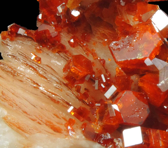 Vanadinite on Barite from Mibladen, Haute Moulouya Basin, Zeida-Aouli-Mibladen belt, Midelt Province, Morocco