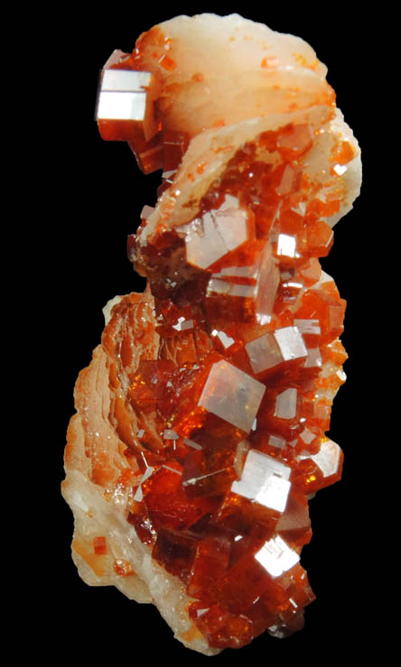 Vanadinite on Barite from Mibladen, Haute Moulouya Basin, Zeida-Aouli-Mibladen belt, Midelt Province, Morocco