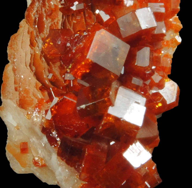 Vanadinite on Barite from Mibladen, Haute Moulouya Basin, Zeida-Aouli-Mibladen belt, Midelt Province, Morocco