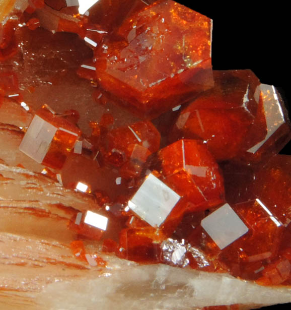 Vanadinite on Barite from Mibladen, Haute Moulouya Basin, Zeida-Aouli-Mibladen belt, Midelt Province, Morocco