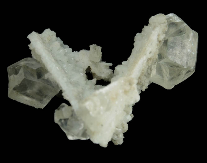 Calcite (interpenetrant-twinned crystals) on Datolite Cast from Prospect Park Quarry, Prospect Park, Passaic County, New Jersey