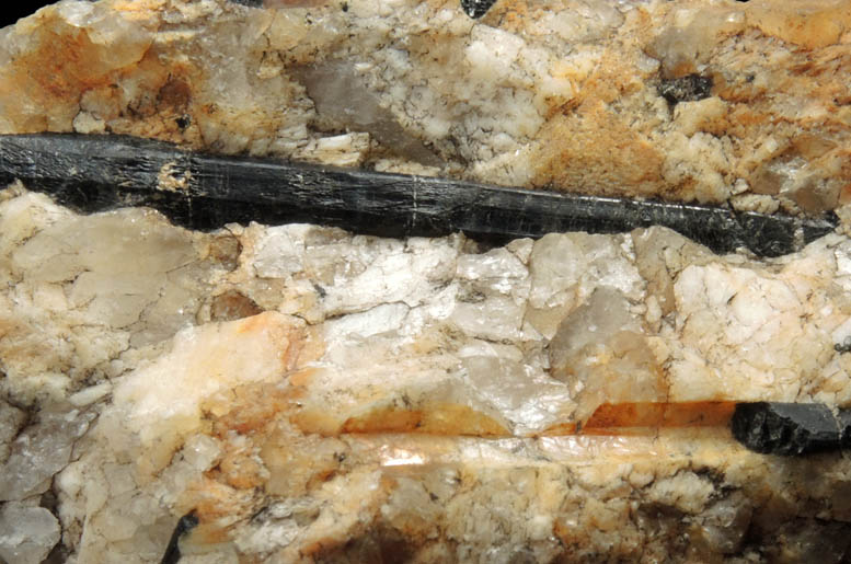 Schorl Tourmaline in Albite-Quartz from La Flamme Quarry, Minot, Androscoggin County, Maine