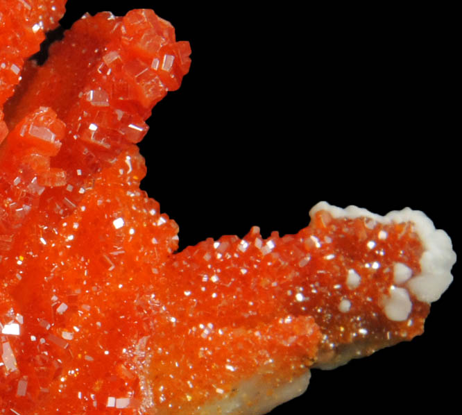 Vanadinite with Calcite on Barite from Mibladen, Haute Moulouya Basin, Zeida-Aouli-Mibladen belt, Midelt Province, Morocco