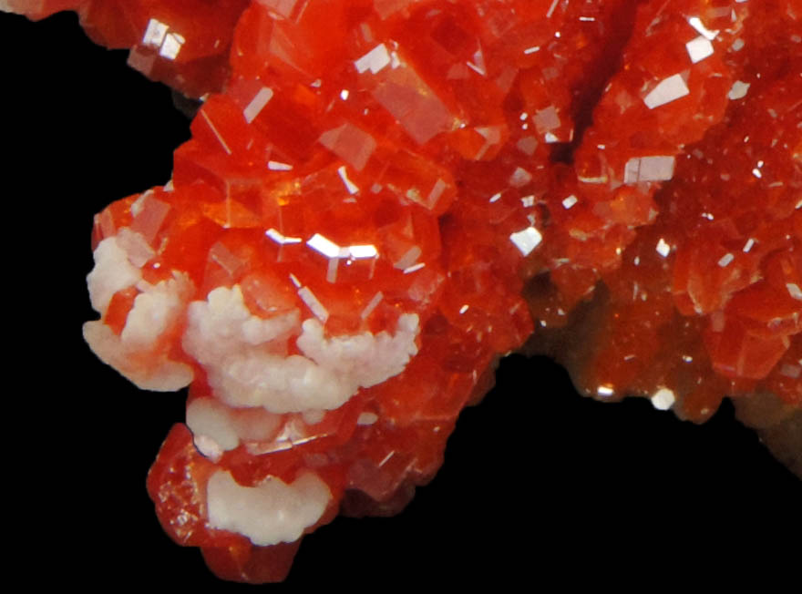 Vanadinite with Calcite on Barite from Mibladen, Haute Moulouya Basin, Zeida-Aouli-Mibladen belt, Midelt Province, Morocco