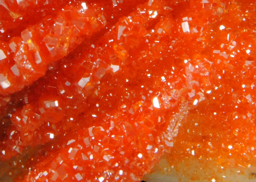 Vanadinite with Calcite on Barite from Mibladen, Haute Moulouya Basin, Zeida-Aouli-Mibladen belt, Midelt Province, Morocco