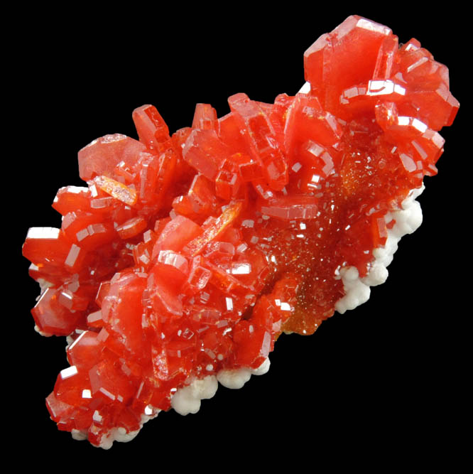 Vanadinite with Calcite on Barite from Mibladen, Haute Moulouya Basin, Zeida-Aouli-Mibladen belt, Midelt Province, Morocco