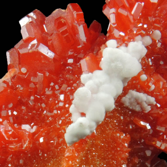 Vanadinite with Calcite on Barite from Mibladen, Haute Moulouya Basin, Zeida-Aouli-Mibladen belt, Midelt Province, Morocco