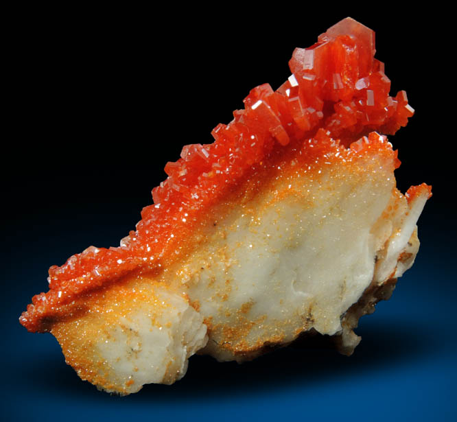 Vanadinite on Barite from Mibladen, Haute Moulouya Basin, Zeida-Aouli-Mibladen belt, Midelt Province, Morocco