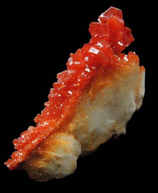 Vanadinite on Barite from Mibladen, Haute Moulouya Basin, Zeida-Aouli-Mibladen belt, Midelt Province, Morocco