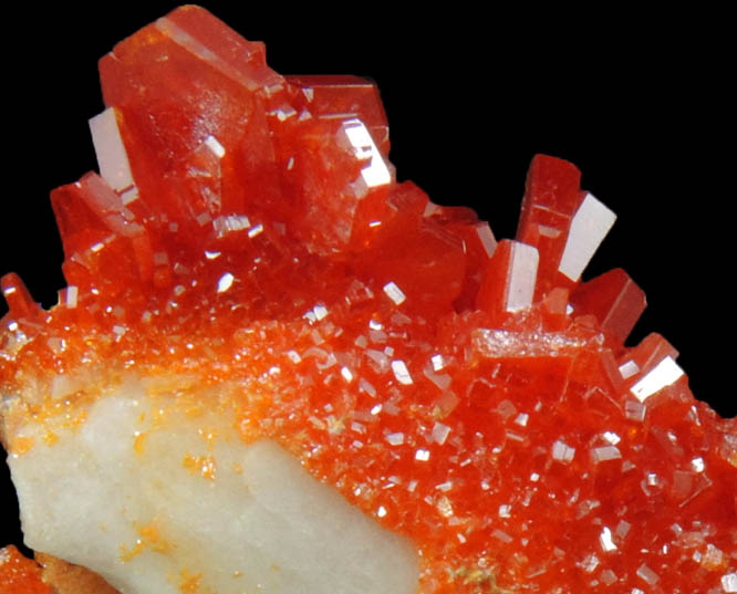 Vanadinite on Barite from Mibladen, Haute Moulouya Basin, Zeida-Aouli-Mibladen belt, Midelt Province, Morocco