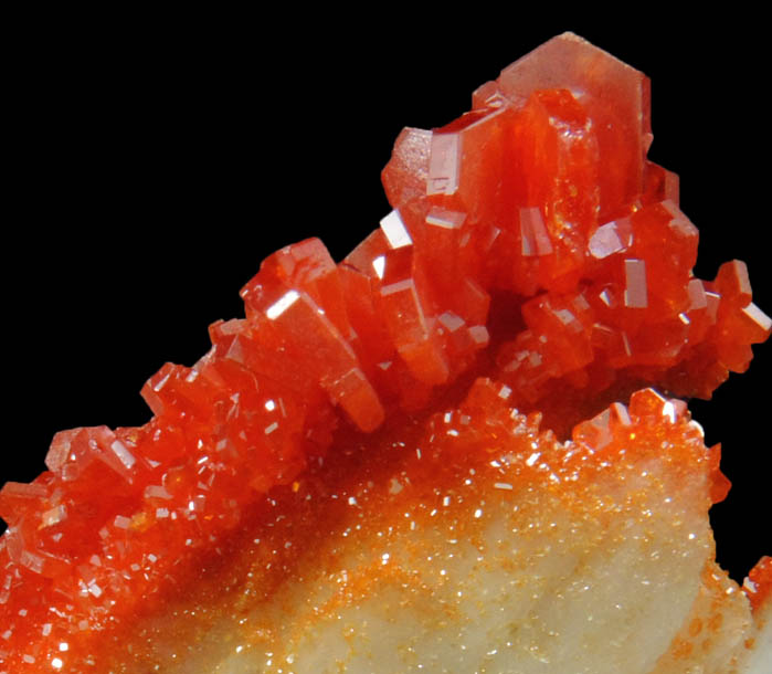 Vanadinite on Barite from Mibladen, Haute Moulouya Basin, Zeida-Aouli-Mibladen belt, Midelt Province, Morocco