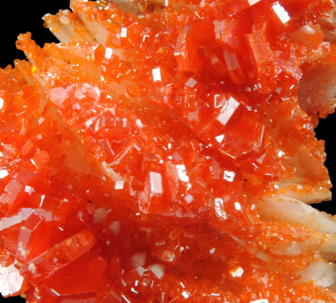 Vanadinite on Barite from Mibladen, Haute Moulouya Basin, Zeida-Aouli-Mibladen belt, Midelt Province, Morocco