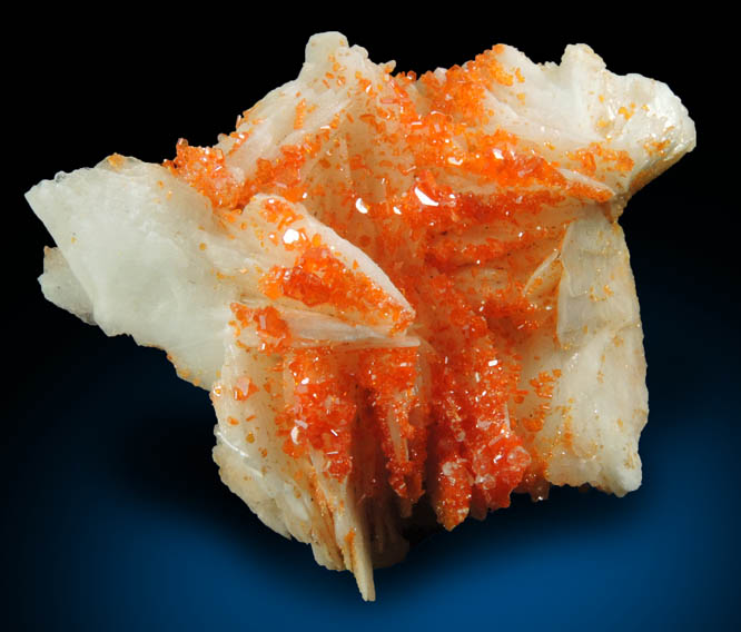 Vanadinite on Barite from Mibladen, Haute Moulouya Basin, Zeida-Aouli-Mibladen belt, Midelt Province, Morocco