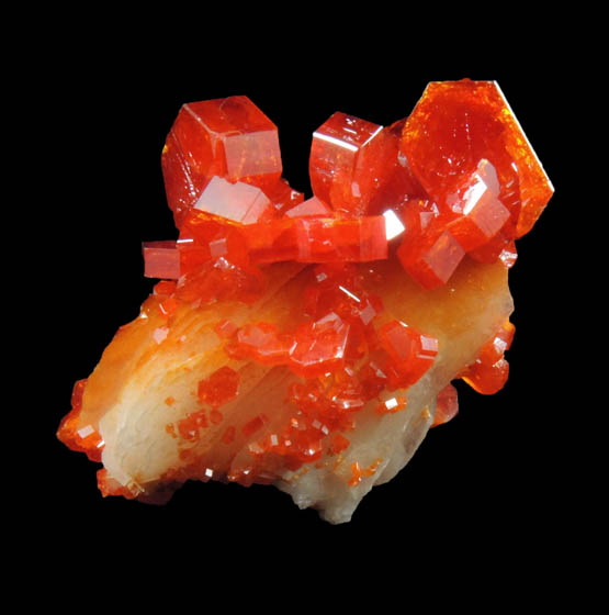 Vanadinite on Barite from Mibladen, Haute Moulouya Basin, Zeida-Aouli-Mibladen belt, Midelt Province, Morocco