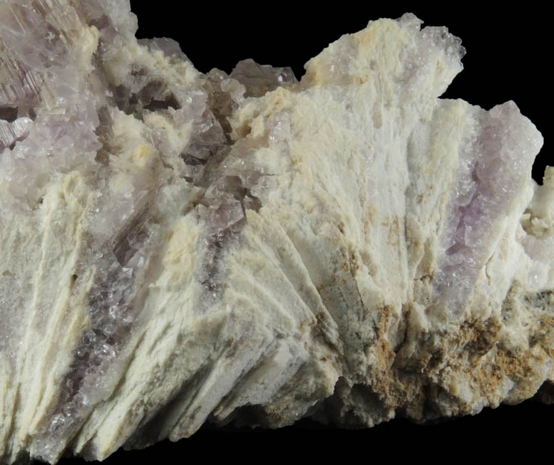 Quartz var. Amethyst in pseudomorphic cavities after Anhydrite from New Street Quarry, Paterson, Passaic County, New Jersey