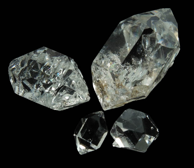 Quartz var. Herkimer Diamonds (4 crystals) from Middleville, Herkimer County, New York