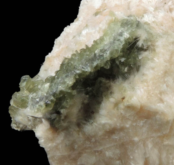 Diaspore on Natrolite from Tvedalen, Larvik, Vestfold, Norway