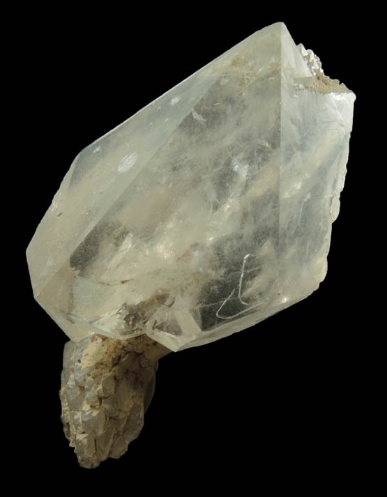 Quartz var. Smoky Quartz (distorted crystal) on Albite from North Moat Mountain, Bartlett, Carroll County, New Hampshire