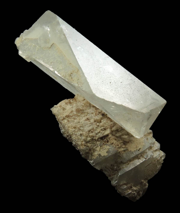 Quartz var. Smoky Quartz (distorted crystal) on Albite from North Moat Mountain, Bartlett, Carroll County, New Hampshire