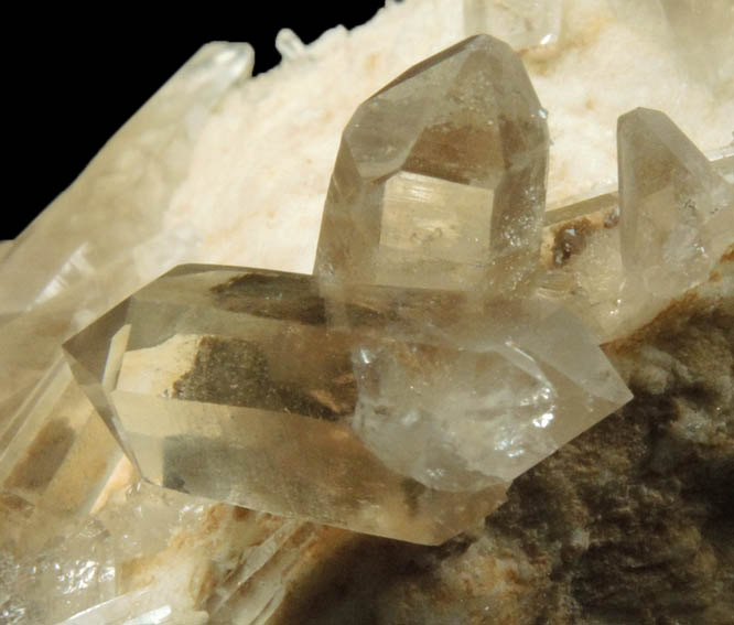 Quartz var. Smoky Quartz on Albite from North Moat Mountain, Bartlett, Carroll County, New Hampshire