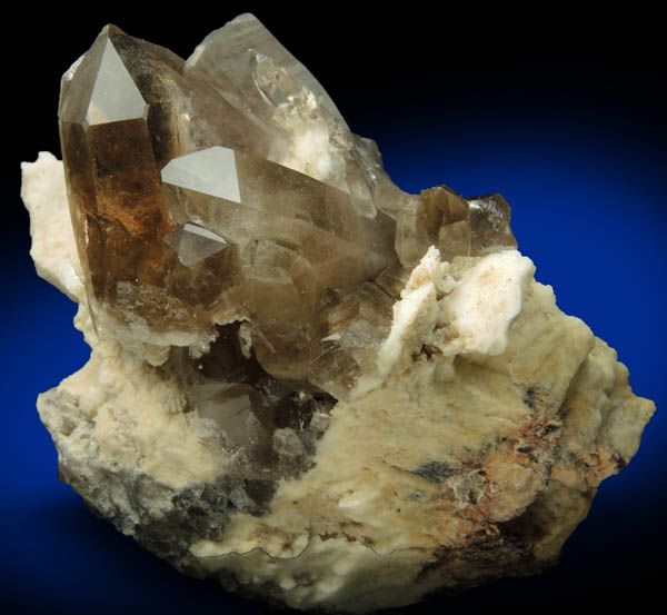 Quartz var. Smoky Quartz on Albite from North Moat Mountain, Bartlett, Carroll County, New Hampshire