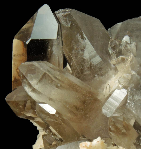 Quartz var. Smoky Quartz on Albite from North Moat Mountain, Bartlett, Carroll County, New Hampshire