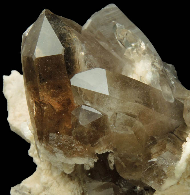 Quartz var. Smoky Quartz on Albite from North Moat Mountain, Bartlett, Carroll County, New Hampshire