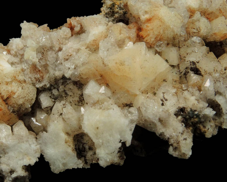 Chabazite and Stilbite on Quartz pseudomorphs after Anhydrite from Upper New Street Quarry, Passaic County, New Jersey