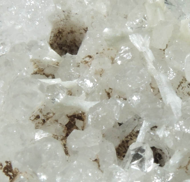 Laumontite on Quartz with pseudomorphic cavities from Upper New Street Quarry, Passaic County, New Jersey