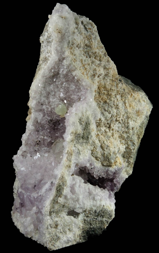 Quartz var. Amethyst Quartz with Prehnite and Calcite from Upper New Street Quarry, Passaic County, New Jersey