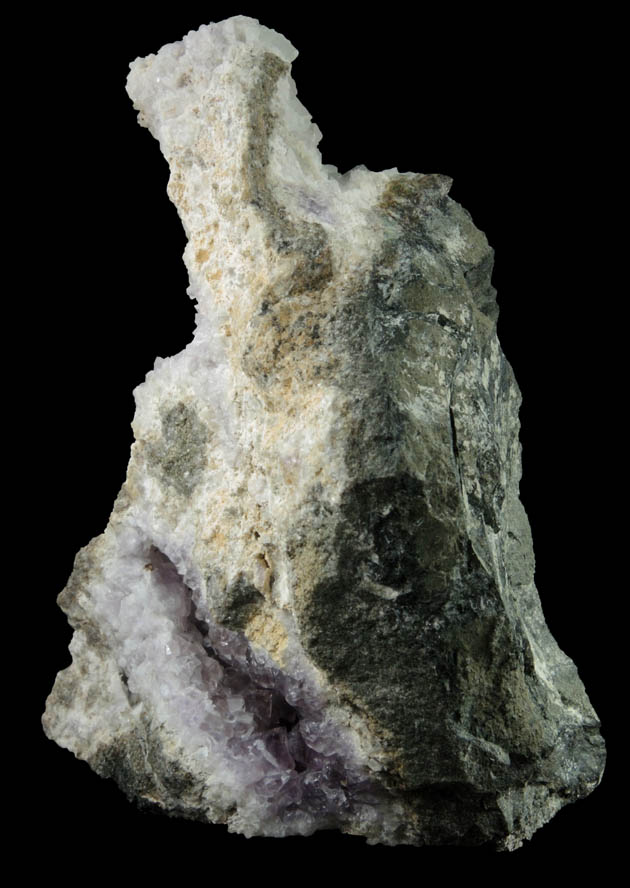 Quartz var. Amethyst Quartz with Prehnite and Calcite from Upper New Street Quarry, Passaic County, New Jersey