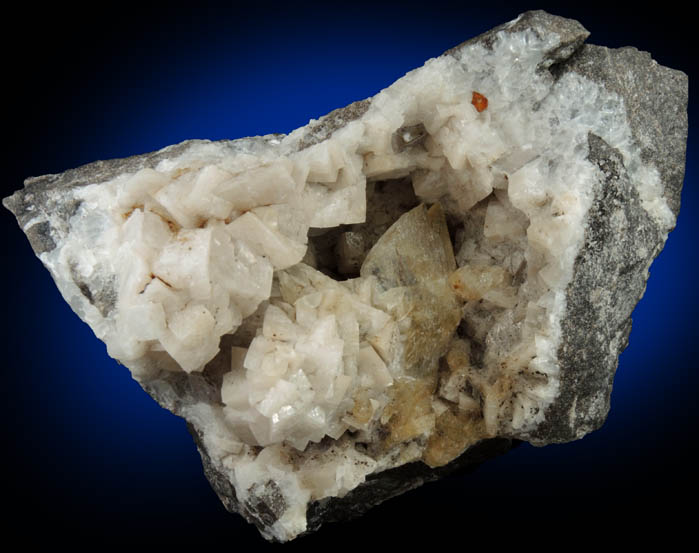 Calcite on Dolomite with Sphalerite from Walworth Quarry, Wayne County, New York