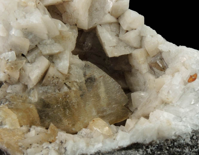 Calcite on Dolomite with Sphalerite from Walworth Quarry, Wayne County, New York