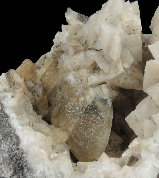 Calcite on Dolomite with Sphalerite from Walworth Quarry, Wayne County, New York