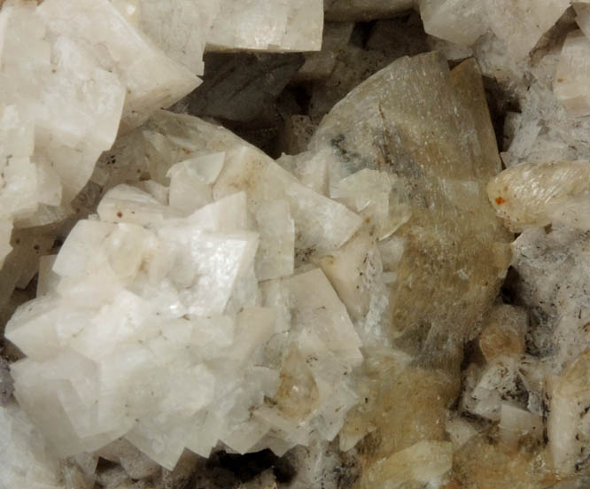 Calcite on Dolomite with Sphalerite from Walworth Quarry, Wayne County, New York