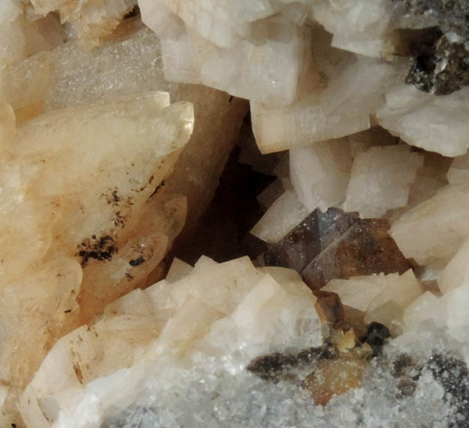 Calcite and Sphalerite on Dolomite from Walworth Quarry, Wayne County, New York