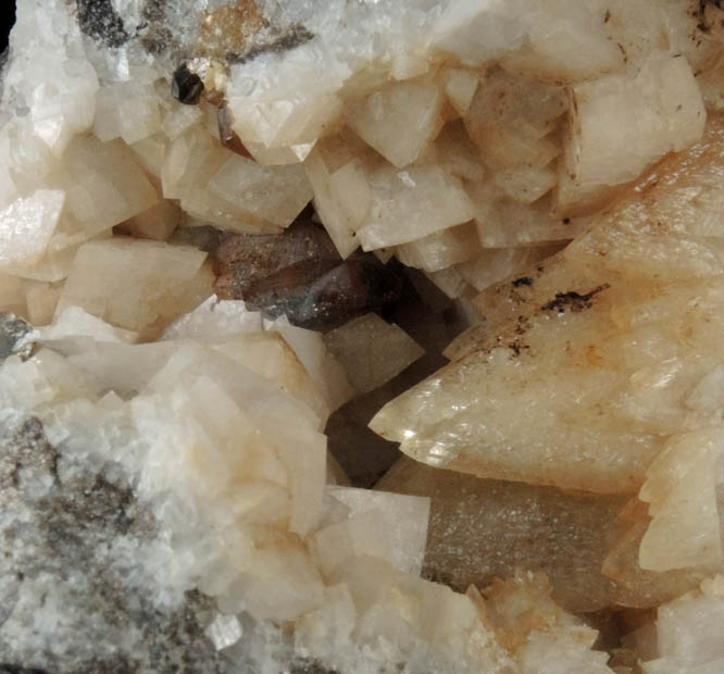 Calcite and Sphalerite on Dolomite from Walworth Quarry, Wayne County, New York