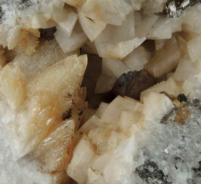 Calcite and Sphalerite on Dolomite from Walworth Quarry, Wayne County, New York