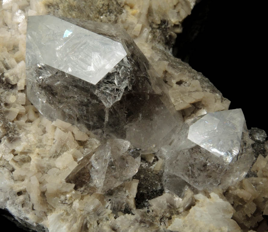 Quartz var. Herkimer Diamond on Dolomite with Pyrite from Eastern Rock Products Quarry (Benchmark Quarry), St. Johnsville, Montgomery County, New York