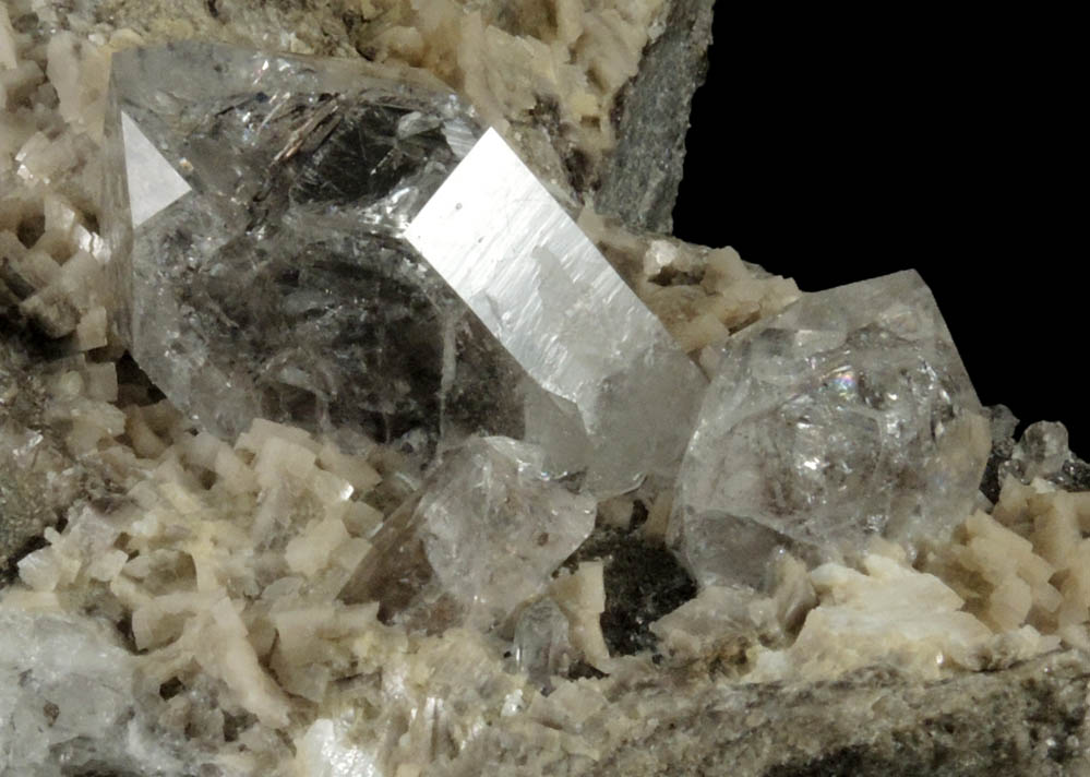 Quartz var. Herkimer Diamond on Dolomite with Pyrite from Eastern Rock Products Quarry (Benchmark Quarry), St. Johnsville, Montgomery County, New York