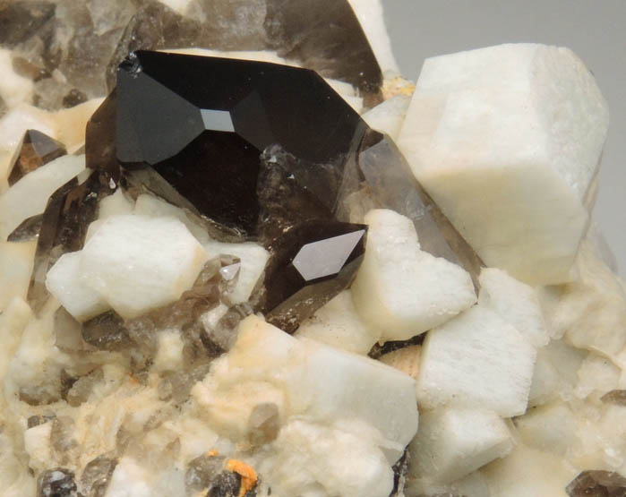 Microcline and Smoky Quartz (with x and s-faces) from Moat Mountain, Oliver Diggings, Hale's Location, west of North Conway, Carroll County, New Hampshire