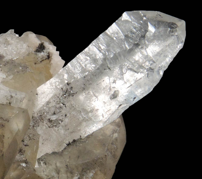 Calcite with Marcasite inclusions on Quartz from Eastern Rock Products Quarry (Benchmark Quarry), St. Johnsville, Montgomery County, New York