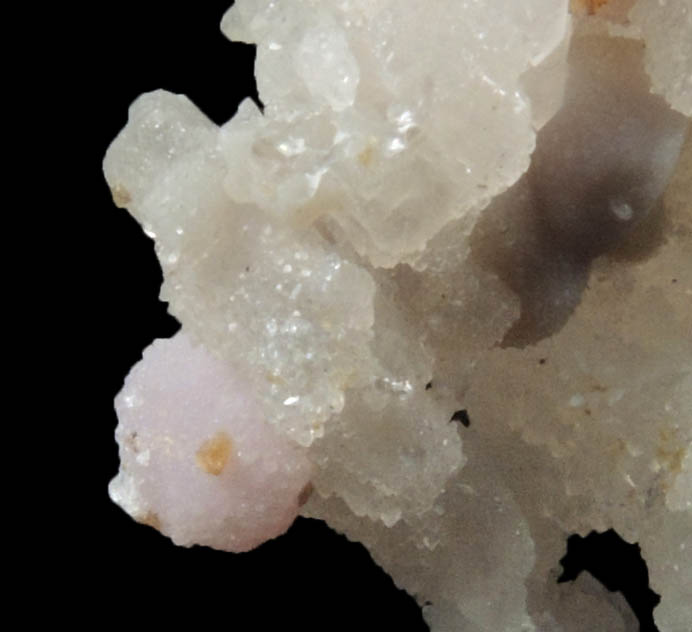 Quartz var. Rose Quartz Crystals and Eosphorite on Quartz from Rose Quartz Locality, Plumbago Mountain, Newry, Oxford County, Maine